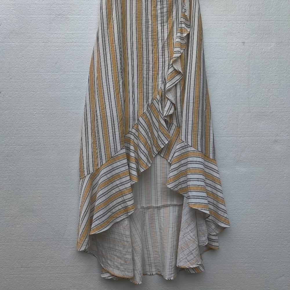 Lulus Midi Dress High Tide One Shoulder Yellow White Striped Women's Size Small - Picture 7 of 9